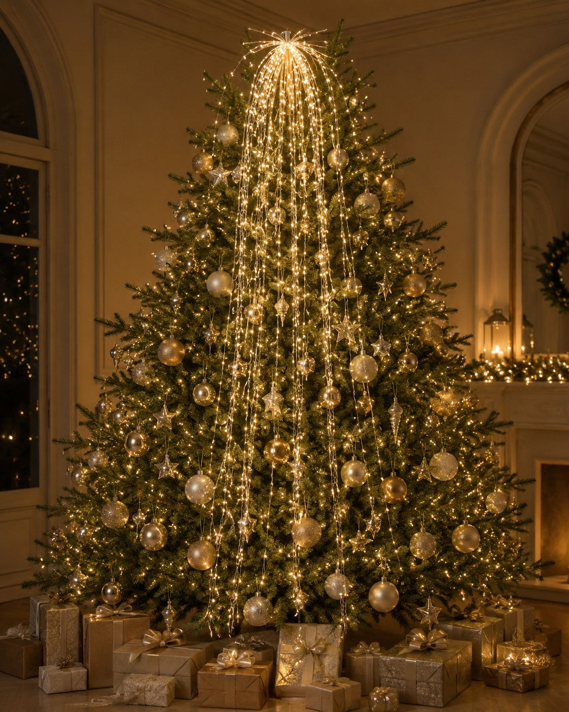 EDG Enzo De Gasperi Guirlande lumineuse de Noël à LED, 56 fils, 2016 lumières, longueur 290 cm, câble 10 m, couleur ivoire.