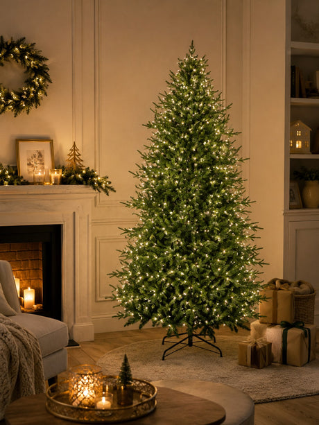 Sapin de Noël de luxe EDG Enzo De Gasperi en pin, hauteur 270 cm, diamètre 163 cm, avec 6 000 LED vertes