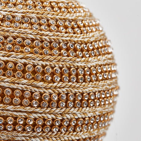 EDG Enzo De Gasperi Boule de Noël en Tissu avec Diamants et Gland H36 Ø15 cm – Décoration Noël