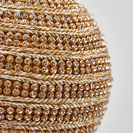 EDG Enzo De Gasperi Boule de Noël en Tissu avec Diamants et Pompon H46 Ø20 cm – Décoration de Noël