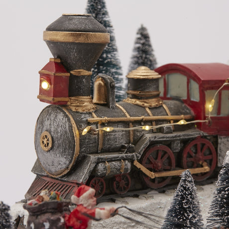 EDG Enzo De Gasperi Train Station with Led Christmas H 24 Cm 38 x 27 Cm Multicolor