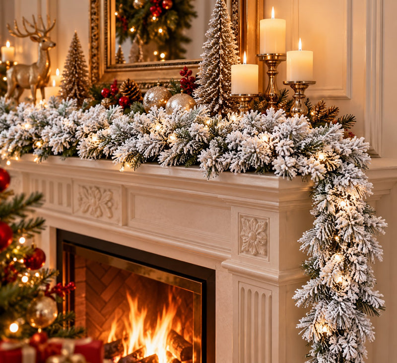 EDG Enzo De Gasperi Guirlande Sapin Artificiel Enneigé White Green L180 cm – Décoration de Noël