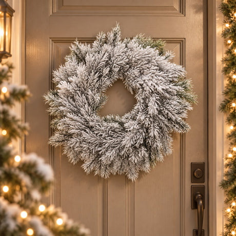 EDG Enzo De Gasperi Couronne Sapin West Enneigée Ø46 cm Blanc Vert – Décoration de Noël