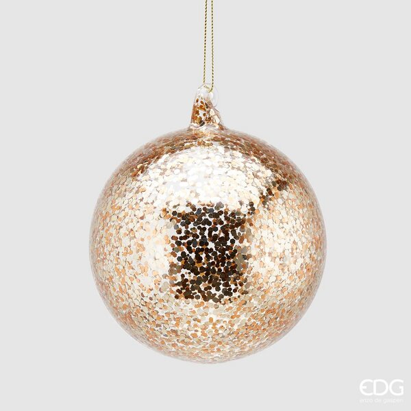 Palla Natale Vetro Microglitter D 12 Cm Oro