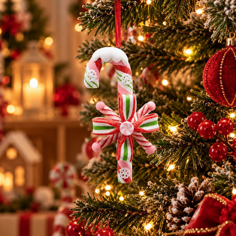 EDG Enzo De Gasperi Décoration Noël Candy Cane Vert et Rouge H12 cm – Ornement de Noël