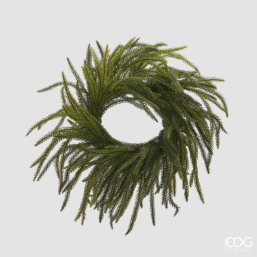 Couronne de Noël EDG Enzo De Gasperi en Cryptomeria Vert Ø35 cm – Guirlande Décorative pour Portes, Murs et Décoration de Noël