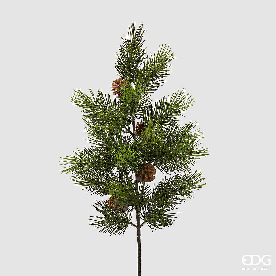 EDG Enzo De Gasperi Ramo di Pino con Pigne H65 cm Verde – Decorazione Natalizia