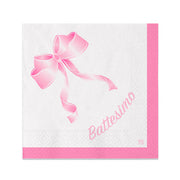 Grandes serviettes en papier pour fête de baptême, 25 x 25 cm, lot de 20 pièces, rose