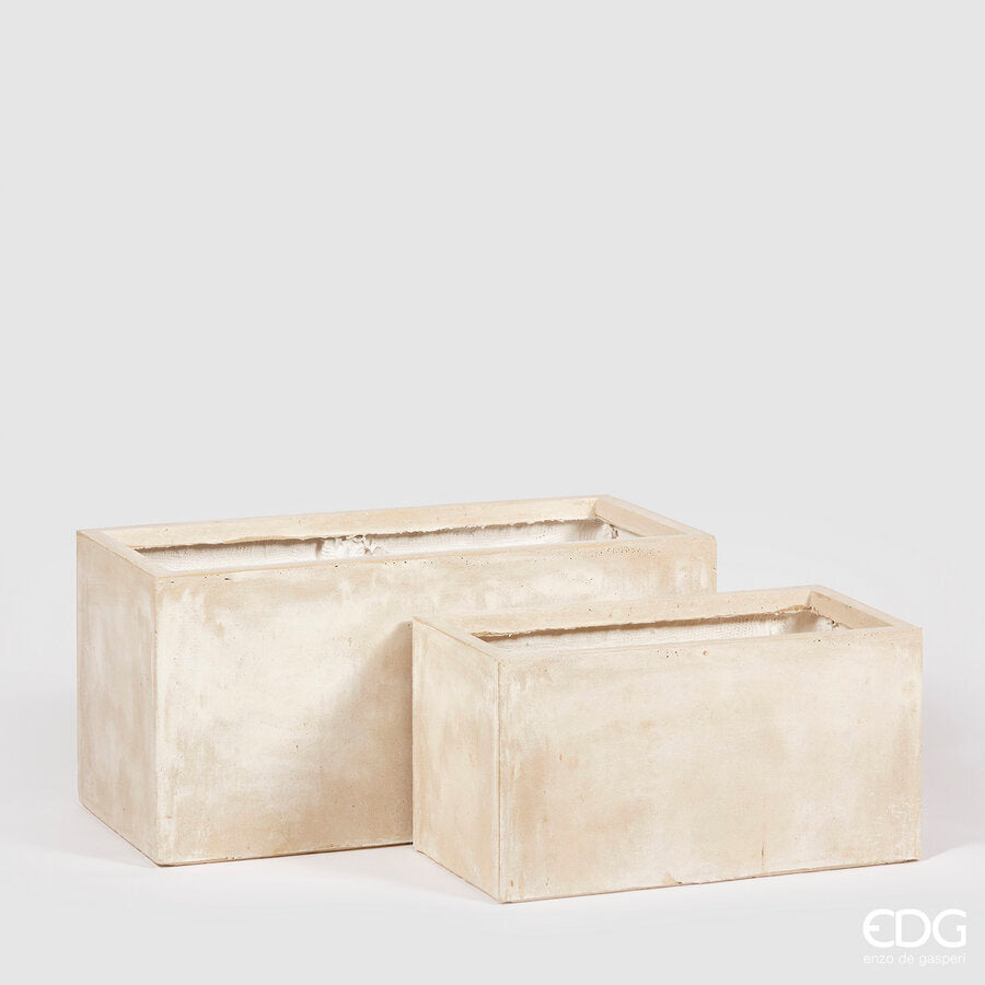 edg enzo de gasperi set 2 pz vaso resinpietra vaschetta h 38 cm h 30 ivory ean 8059824131959