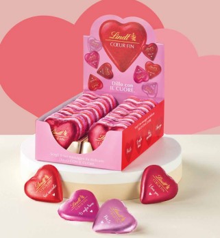 Cœurs en chocolat au lait Lindt avec messages 24 g 1 pièce