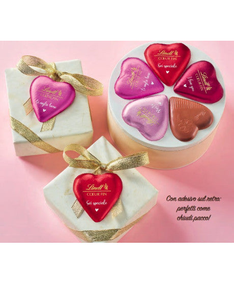 Cœurs en chocolat au lait Lindt avec messages 24 g 1 pièce
