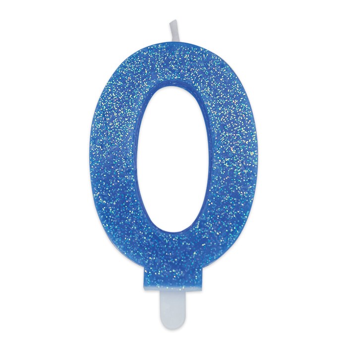 Bougie de fête Big Party numéro 0 en cire Sweety Celeste Glitter