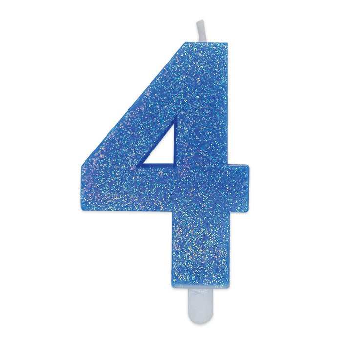 Bougie de fête Big Party numéro 4 en cire Sweety Celeste Glitter