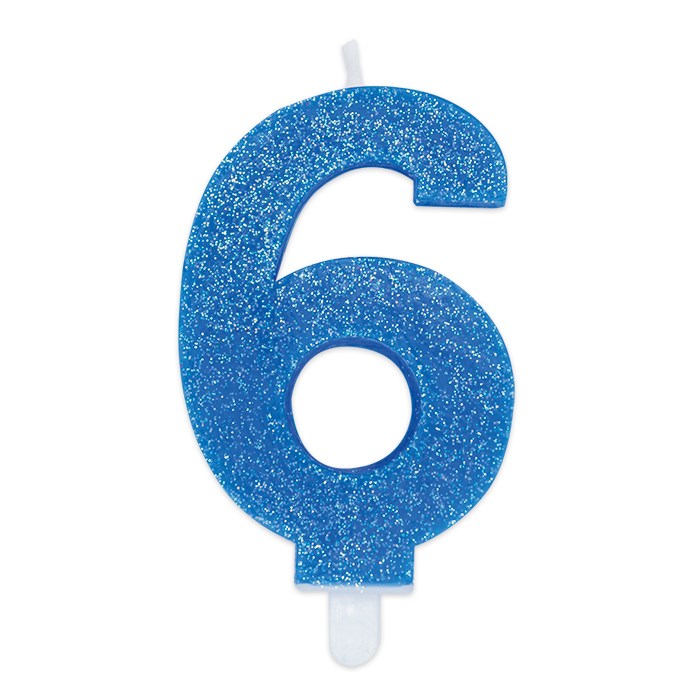 Bougie de fête Big Party numéro 6 en cire Sweety Celeste Glitter
