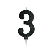 Bougie de fête Big Party numéro 3 Max Wax Sweety Black Glitter