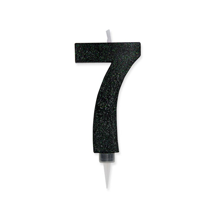 Bougie de fête Big Party numéro 7 Max Wax Sweety Black Glitter