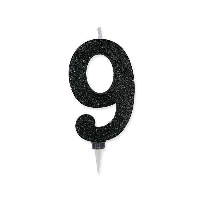 Bougie de fête Big Party numéro 9 Max Wax Sweety Black Glitter