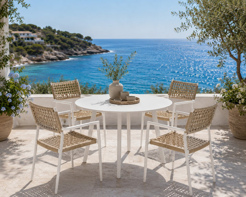 Table Ronde Extérieur Blanc Aluminium EDG Enzo De Gasperi D 100 cm H75 cm