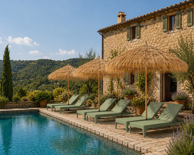 EDG Enzo De Gasperi Parasol Extérieur en Paille Champagne Ø 200 cm H 240 cm