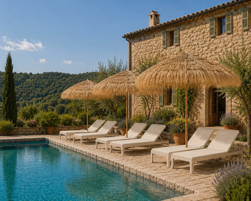EDG Enzo De Gasperi Parasol Extérieur en Paille Champagne Ø 200 cm H 240 cm