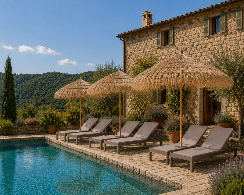 EDG Enzo De Gasperi Parasol Extérieur en Paille Champagne Ø 200 cm H 240 cm