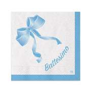 Grandes serviettes en papier pour fête de baptême, 25 x 25 cm, lot de 20 pièces, bleu clair