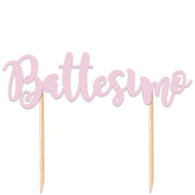Décoration de gâteau de baptême italique grande taille 20 cm rose