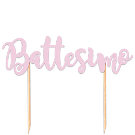 big party big party cake topper italic battesimo 20 cm rosa ean 8020834744255