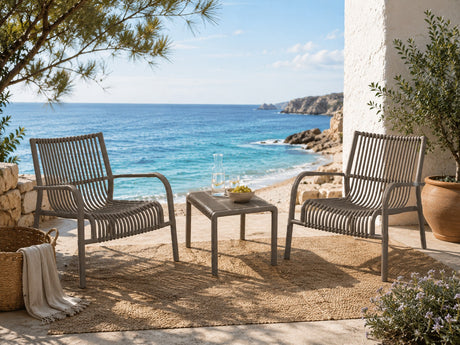 L'Arcolaio Set Giardino Ponza Tortora: 2 Poltrone e Tavolino UV