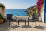 L'Arcolaio Ensemble Ventotene Noir avec 2 Fauteuils et Petite Table en Polypropylène
