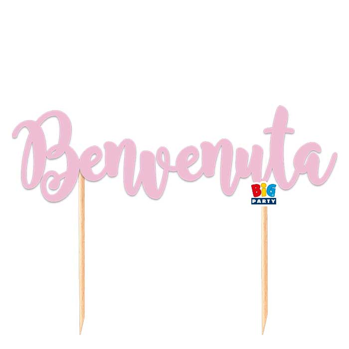 big party big party cake topper italic benvenuta 20 x 15 cm rosa ean 8020834752717