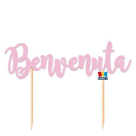 big party big party cake topper italic benvenuta 20 x 15 cm rosa ean 8020834752717