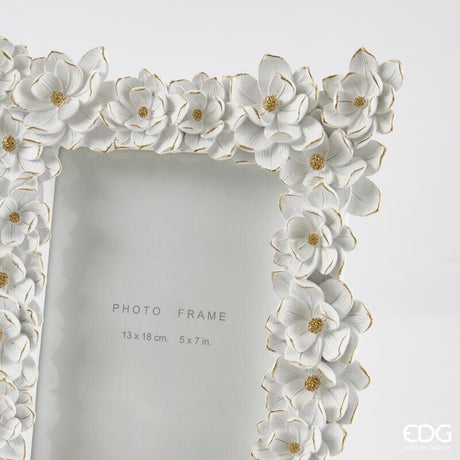 EDG Enzo De Gasperi Portafoto Elleboro Rettangolare H27x22 cm Bianco Oro – Cadre Décorée
