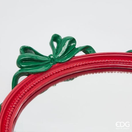 EDG Enzo De Gasperi Plateau Décoratif Ovale avec Noeuds 37 cm Rouge Mix – Décoration Noël