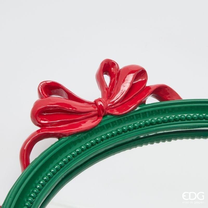 EDG Enzo De Gasperi Vassoio Decorativo Ovale con Fiocchi Verde Rosso – Decorazione Natalizia
