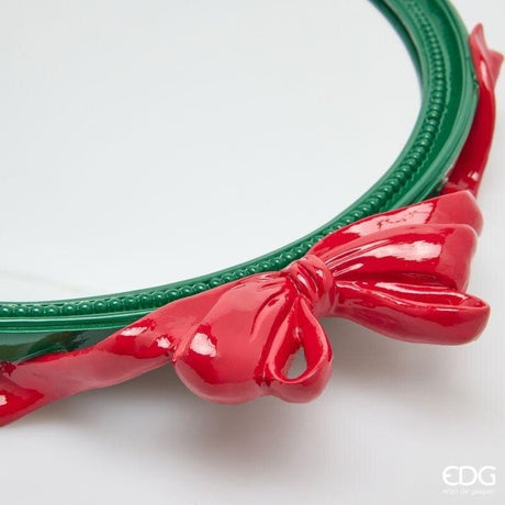 EDG Enzo De Gasperi Plateau Décoratif Ovale avec Nœuds 51 cm Vert Rouge – Décoration de Noël