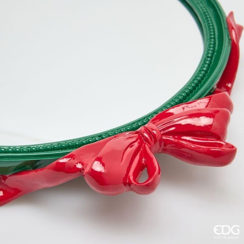 EDG Enzo De Gasperi Vassoio Decorativo Ovale con Fiocchi 51 cm Verde Rosso – Decorazione Natalizia