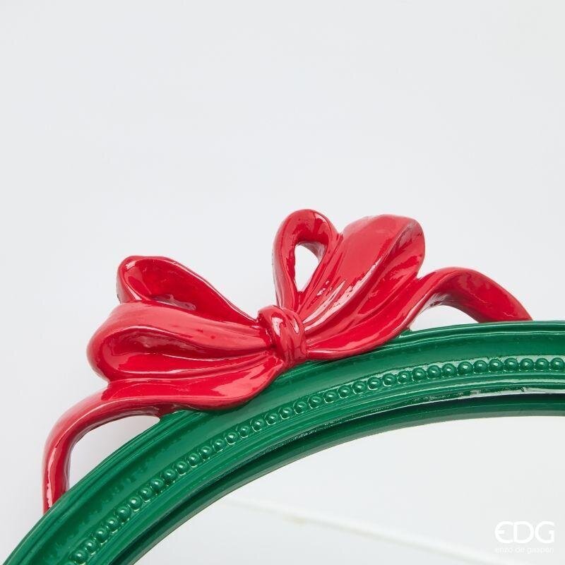 EDG Enzo De Gasperi Vassoio Decorativo Ovale con Fiocchi 51 cm Verde Rosso – Decorazione Natalizia