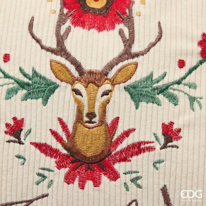 EDG Enzo De Gasperi Cuscino Cervo Quadrato 45x45 cm Nocciola – Cuscino Decorativo Natalizio