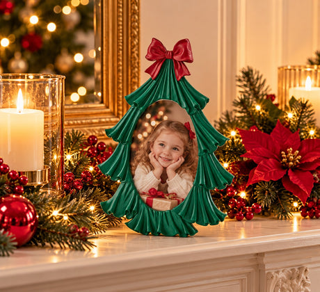 EDG Enzo De Gasperi Portafoto Pino con Fiocco Green 18,5x1,5xH25 cm – Decorazione di Natale
