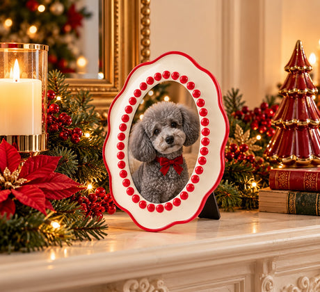 EDG Enzo De Gasperi Portafoto Mille Perle White Red 18x2,5xH23 cm – Decorazione di Natale