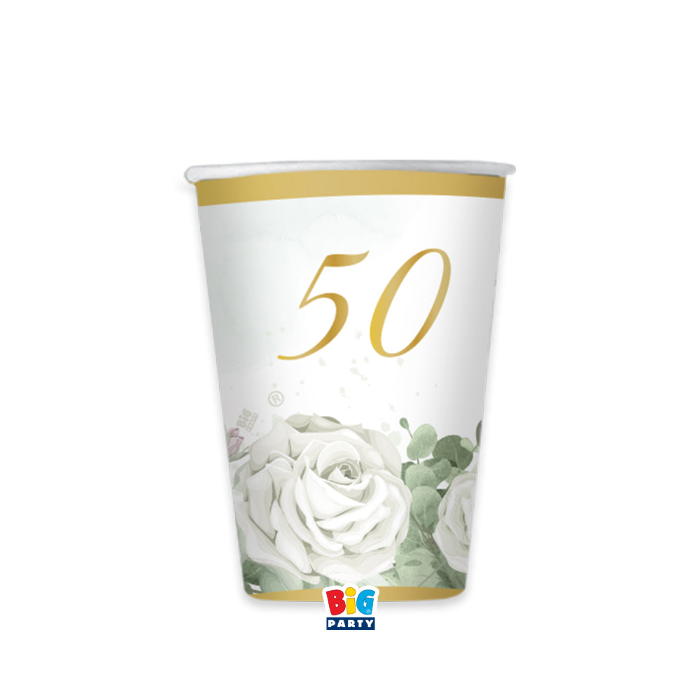 big party big party bicchieri carta 50 anni eucalipto 250 cc cf 6 pz bianco verde ean 8020834761979