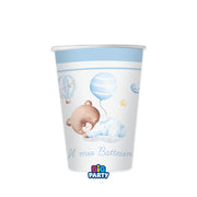 Gobelets en carton Big Party Baptême Ours 250 cc Lot 6 pièces Bleu clair