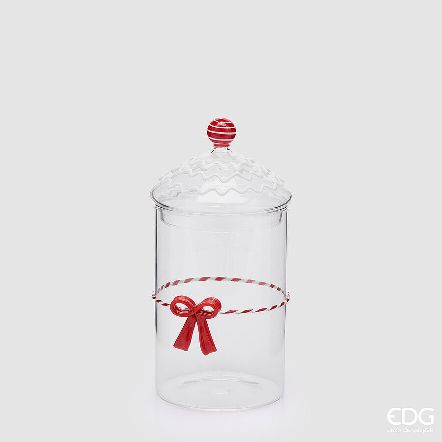 EDG Enzo De Gasperi Boîte Cylindre avec Nœud Rouge H22 Ø10 cm – Décoration de Noël