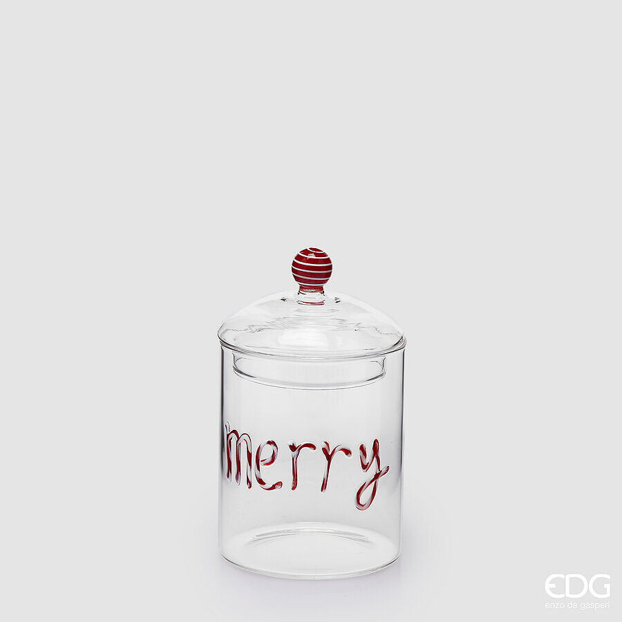 EDG Enzo De Gasperi Récipient Cylindre Merry Christmas Rouge H16,5 Ø10 cm – Décoration de Noël