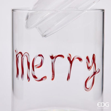 EDG Enzo De Gasperi Récipient Cylindre Merry Christmas Rouge H16,5 Ø10 cm – Décoration de Noël