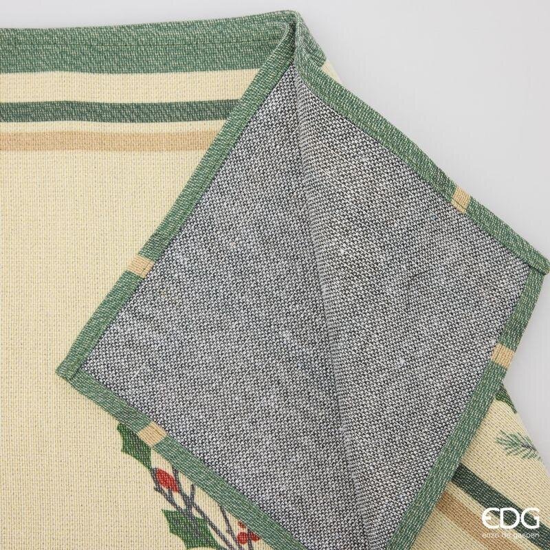 EDG Enzo De Gasperi Runner Natalizio Ghirlanda e Foglie 40x140 cm Bianco Verde – Decorazione Tavola di Natale