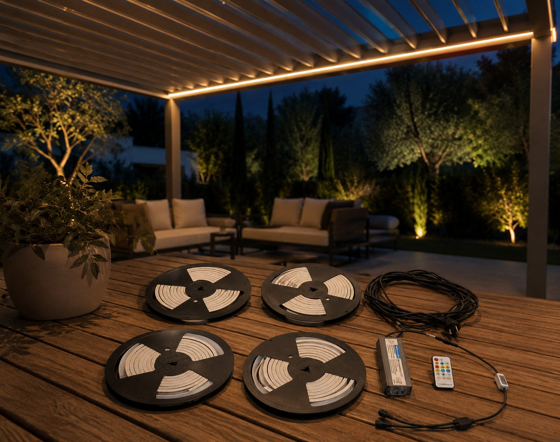L'Arcolaio Luci LED in Silicone 8x8 mm per Pergola Bioclimatica Dimmer 3x4 m