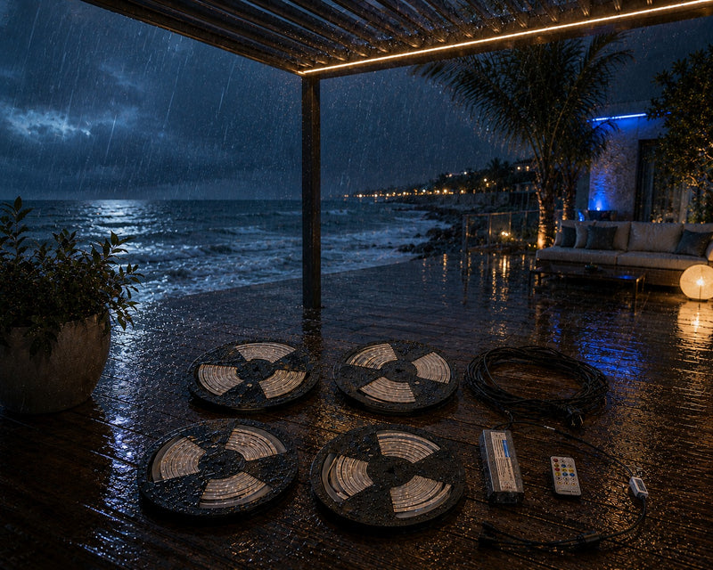 L'Arcolaio Luci LED in Silicone 8x8 mm per Pergola Bioclimatica Dimmer 3x4 m