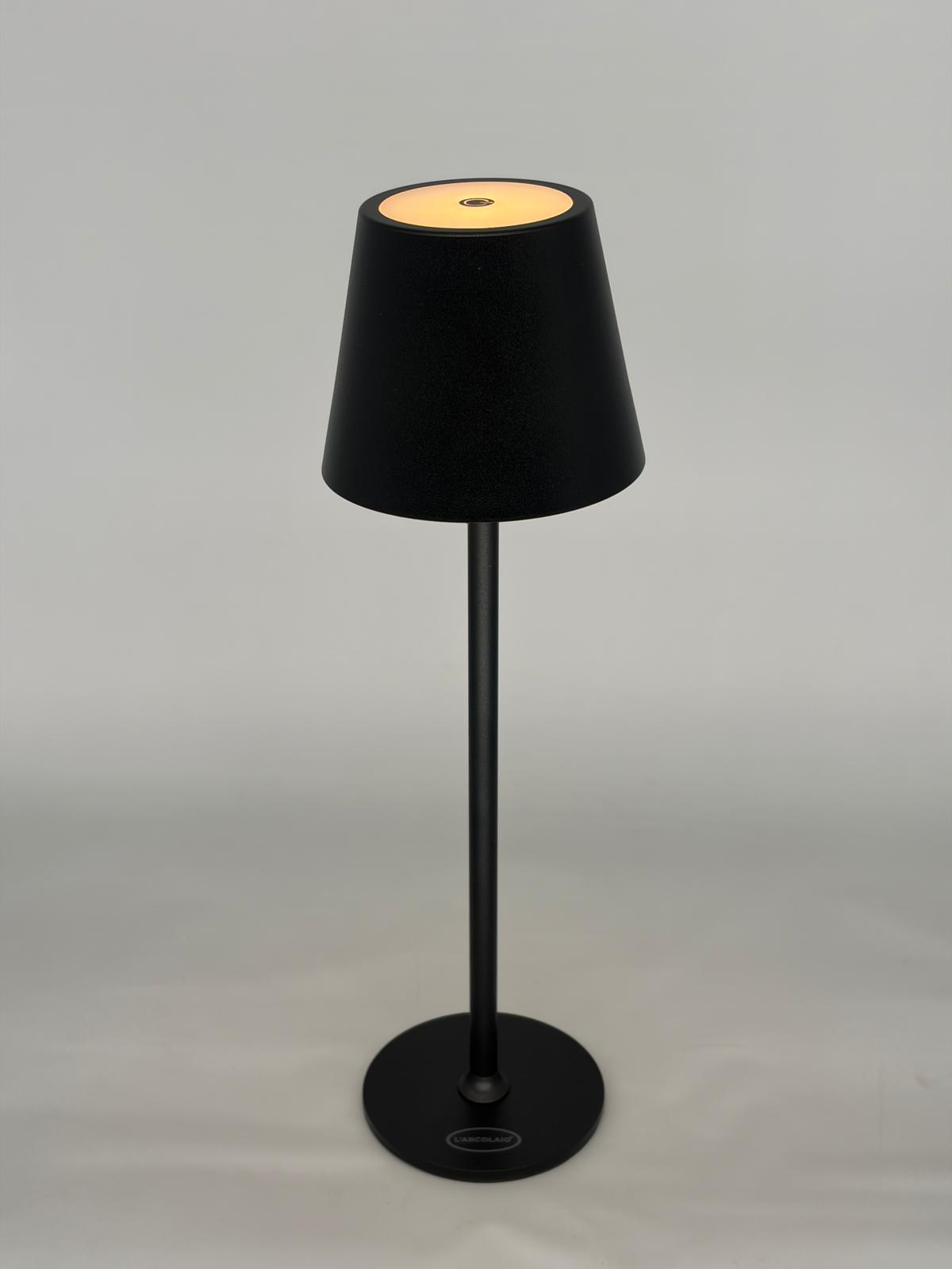 L'Arcolaio Lampe LED Tactile Rechargeable H 38 Cm 10 x 10 Cm IP54 Round Pro Noire
